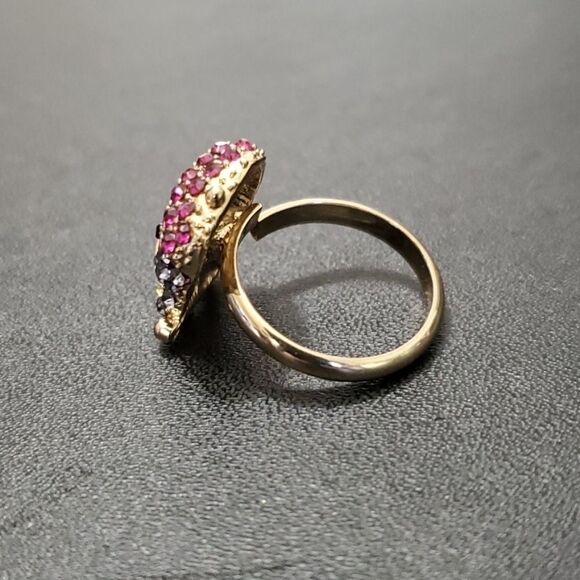 Gold tone colorful skull ring - Picture 4 of 9